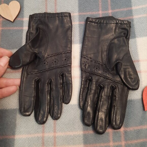 Axessimo Vintage Black Leather Moto Driving Women's Gloves - Slim Fit - Small - Picture 7 of 16
